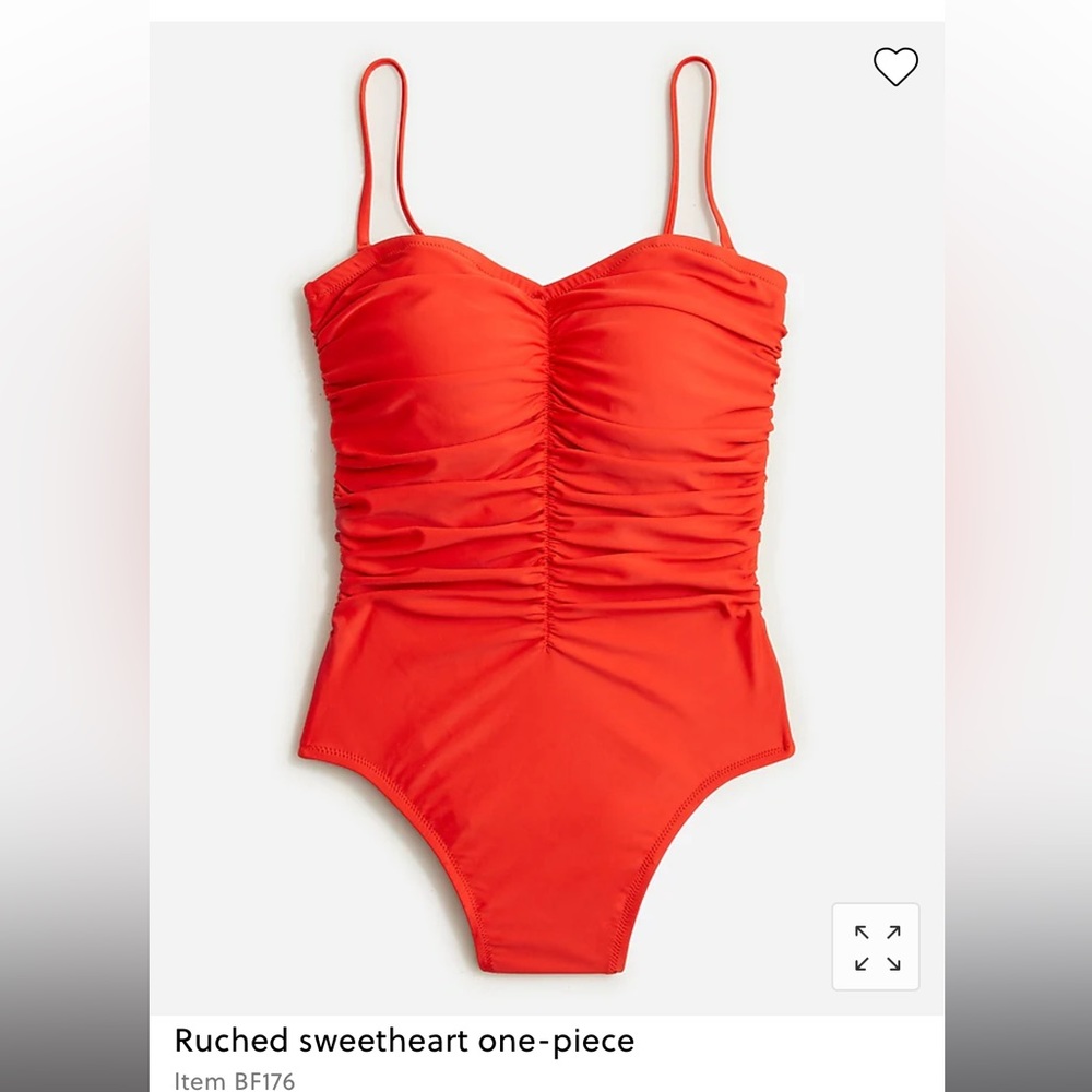J.Crew women’s red bathing swim suit ruched sweetheart one piece